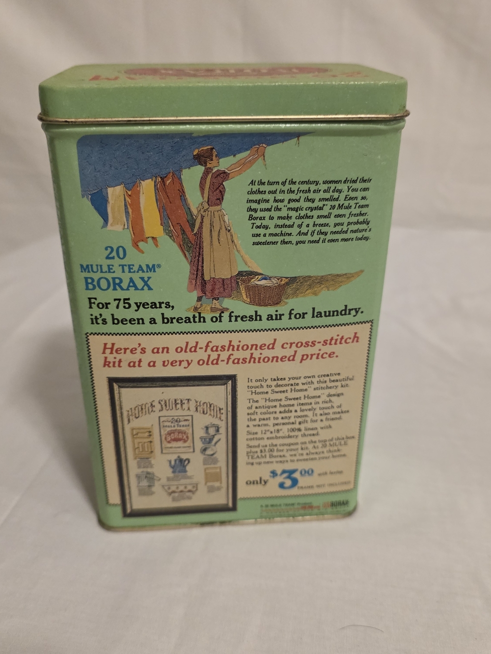Retro 20 Mule Team BORAX Cleaner Collector Tin Laundry Room Decor Empty 6½" X 4" - Picture 3 of 9